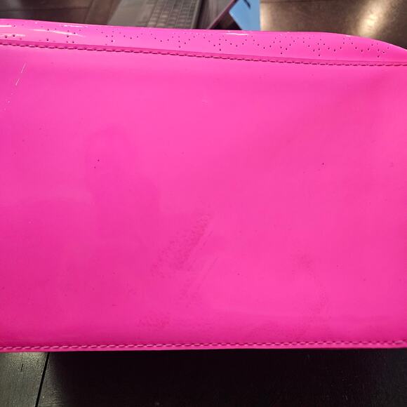 Kate Spade Harmony Metro Perforated Heart Tote Bag Hot Pink Patent Poly Vinyl - Picture 7 of 16